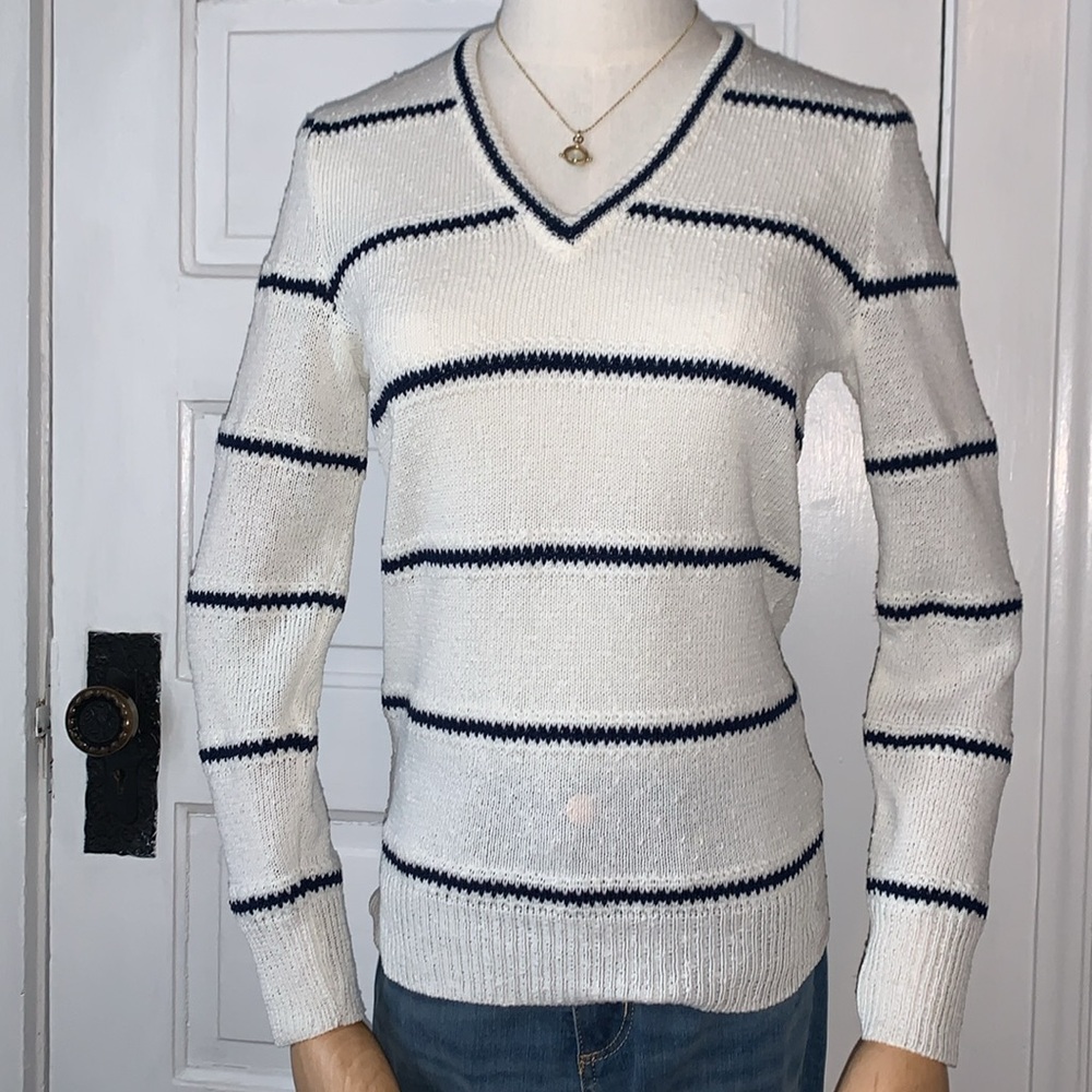 VINTAGE JAMES KENROB STRIPED V NECK SWEATER